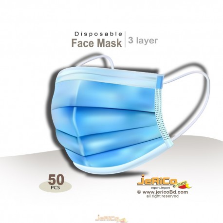 Disposable Face Mask 3ply Blue, China